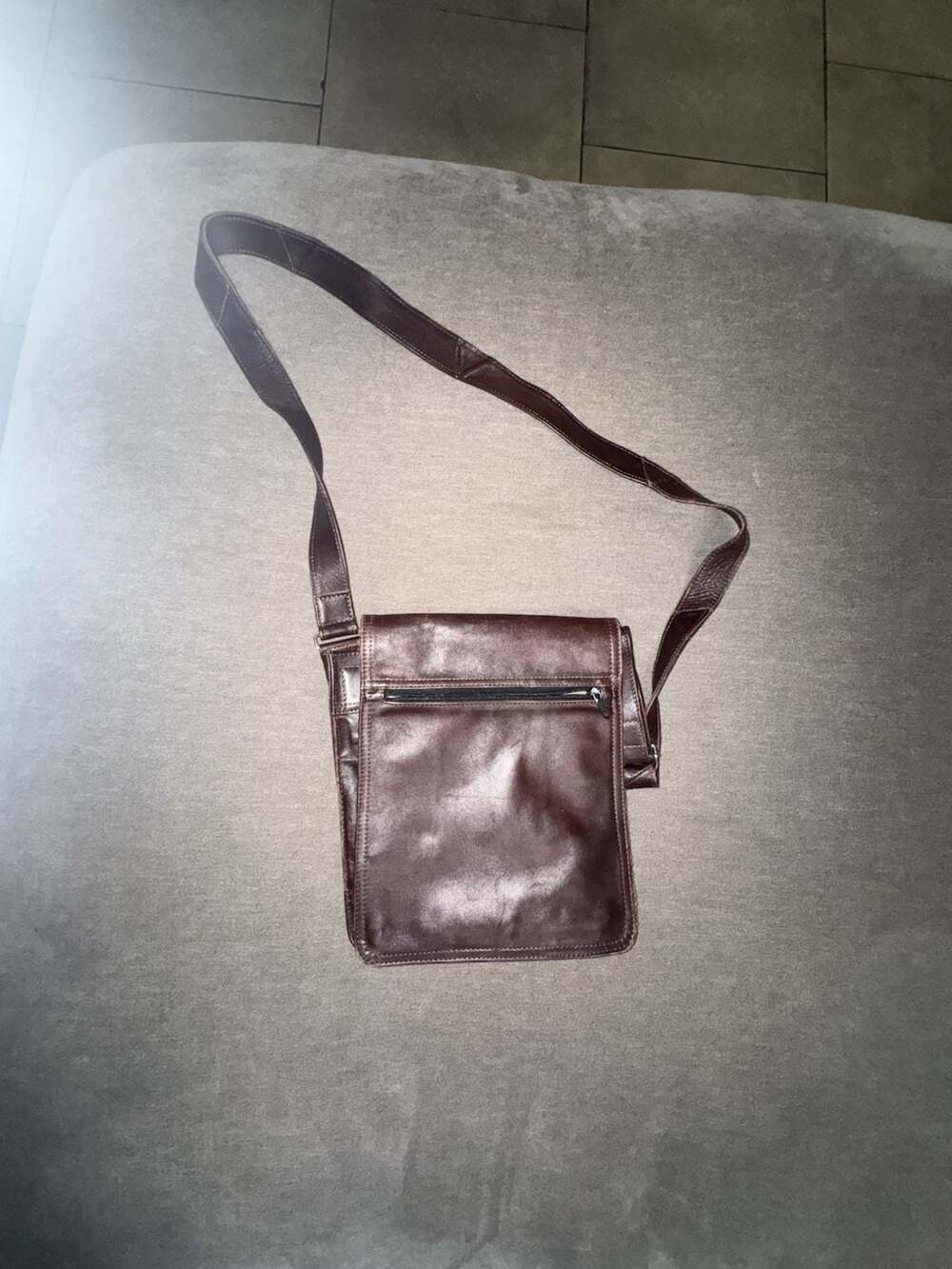 Vintage Brown Genuine Leather Crossbody Messenger Bag Made in Mexico